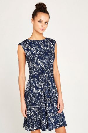 apricot navy dress